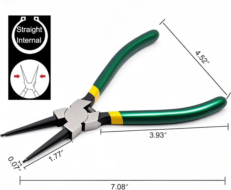 BJDSI Straight Internal Snap Ring Pliers 7 inch,Internal Spring,Anti-Rust,Head Size:0.07". - Image 2